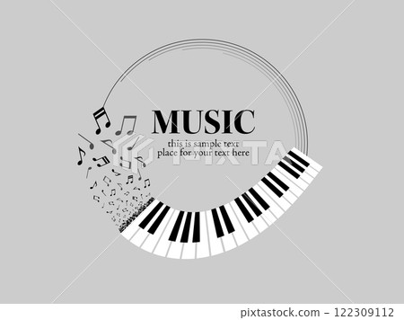 Circle frame of keyboard instruments and musical notes melody Circle frame of keyboard instruments and musical notes melody 122309112