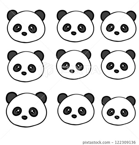 Face only Panda pattern set Simple Animal 122309136