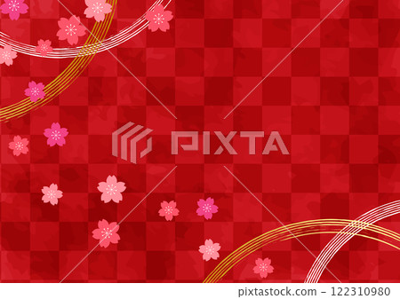 日本紙上盛開的櫻花的春天日本圖案背景材料4 122310980