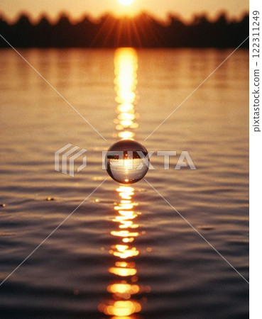 Water droplets sunset landscape 122311249