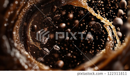 A dance of depth and aroma, a swirl of coffee liquid A dance of depth and aroma, a swirl of coffee liquid 122311811