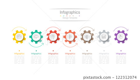 Infographic 7 options design elements for your business data. Vector Illustration. 122312074
