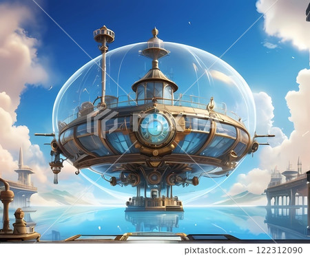 遊戲背景：蒸氣龐克世界中帶有玻璃屏障的特殊城市景觀 122312090