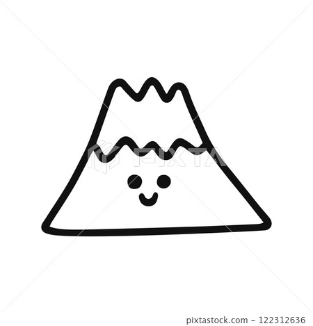 可愛的富士山線描 122312636