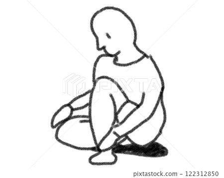 Illustration of yoga poses in pencil style 122312850