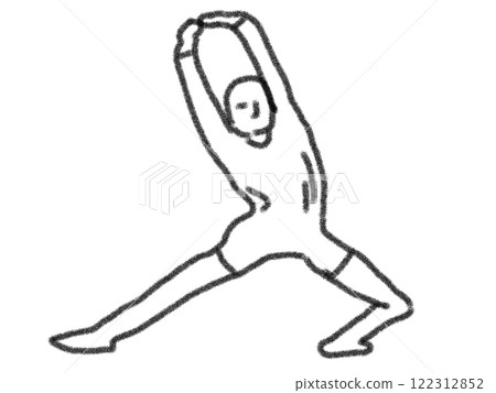Illustration of yoga poses in pencil style 122312852