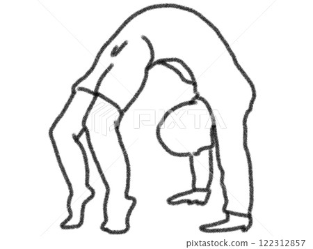 Illustration of yoga poses in pencil style 122312857