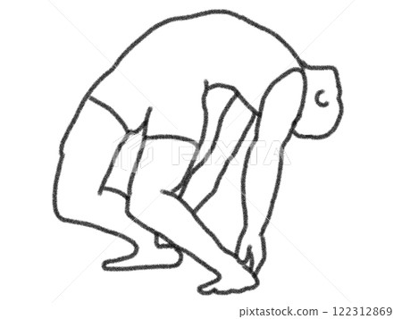 Illustration of yoga poses in pencil style 122312869