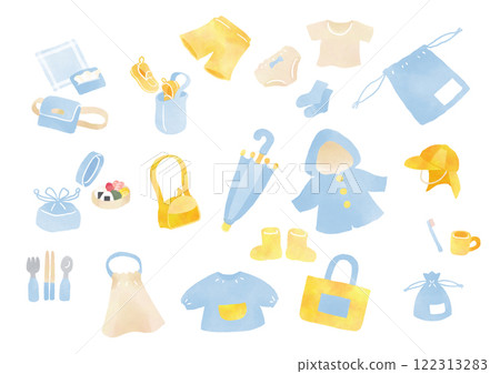 幼兒園和托兒所用品插圖藍色 122313283