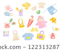 Colorful illustrations of kindergarten and nursery school goods 122313287
