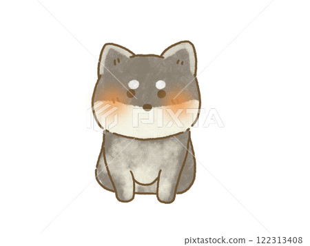 柴犬面朝前坐著的插圖,手繪風格 柴犬面朝前坐著的插圖,手繪風格 122313408