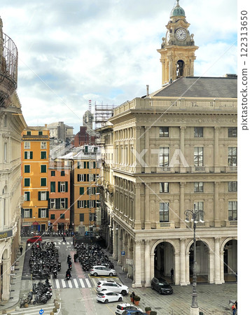 Genoa, Italy - January 24, 2025. Piazza Ferrari. Buildings and architecture of old town. View from above on sunny winter day in 2025. Genoa, Italy - January 24, 2025. Piazza Ferrari. Buildings and architecture of old town. View from above on sunny winter day in 2025. 122313650