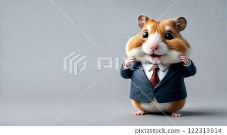 adorable cartoon hamster wearing a formal outfit for use in advertising and promotions 122313914