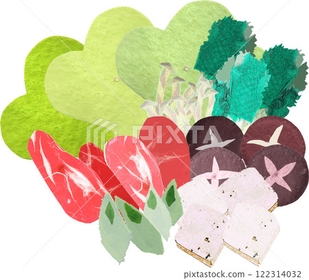 Illustration of various vegetables and hot pot ingredients Illustration of various vegetables and hot pot ingredients 122314032