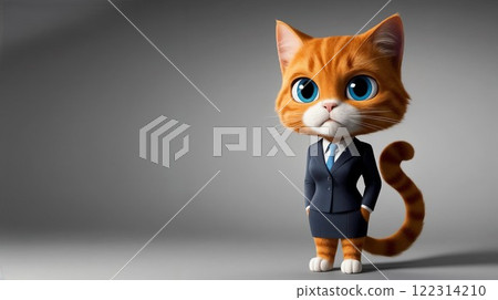 animated cat in a suit with ample space for text overlays 122314210