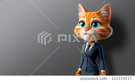 charming animated cat in a suit perfect for graphic resource libraries 122314217