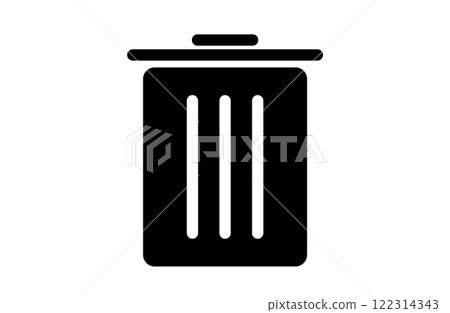 Simple trash can monochrome icon Simple trash can monochrome icon 122314343