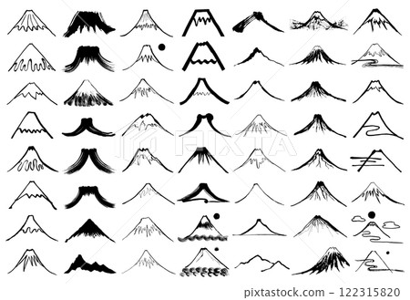Mountain icon hand-drawn illustration set Mountain icon hand-drawn illustration set 122315820