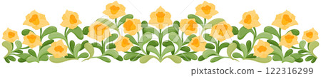 Coloring illustration of a row of daffodils Coloring illustration of a row of daffodils 122316299