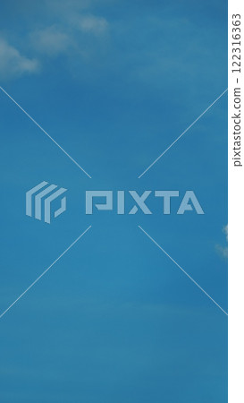 Blue Sky And White Clouds Floated In Sky. Clear Weather For Good Summer Season. Vertical Time Lapse. 122316363