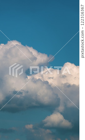 Puffy Fluffy White Clouds. Nature Weather Blue Sky. Sunny Blue Sky White Clouds. Vertical Time Lapse. 122316367
