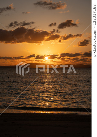 Sunset view from the beach in northern Okinawa, Okuma Beach Sunset view from the beach in northern Okinawa, Okuma Beach 122317168