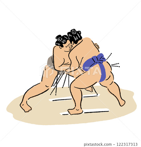 Sumo Sumo Japan national sport Japanese Culture Hand drawn Illustration  122317313