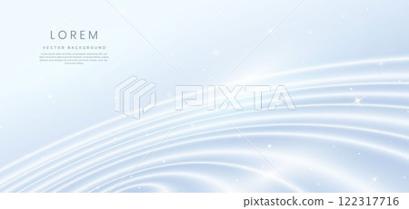 Abstract white wave lines on grey background. with lighting effect sparkle. 122317716