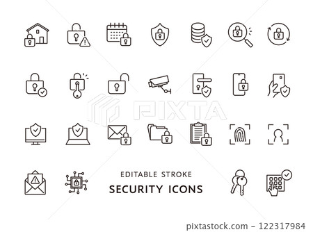 Security icon set (monochrome) 122317984