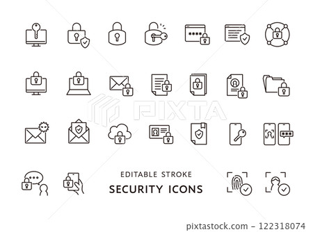 Cyber security icon set (monochrome) 122318074