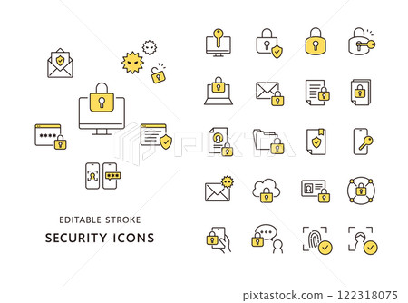 與網路安全相關的圖示集(顏色) 與網路安全相關的圖示集(顏色) 122318075