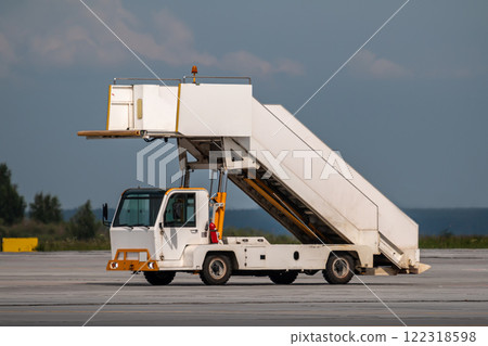 Passenger boarding stairs at the airport apron 122318598
