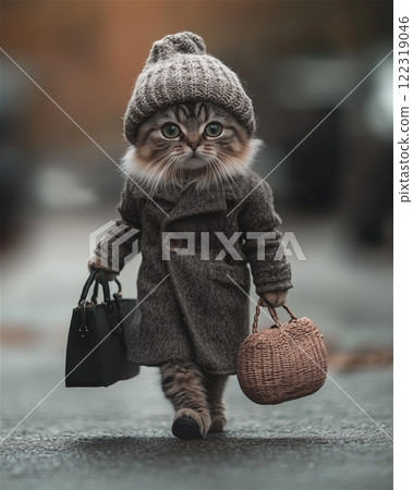 Cute kitten in elegant outfit Cute kitten in elegant outfit 122319046