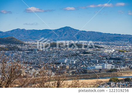 Aerial view of Kyoto city from Arashiyama Monkey Park 122319256