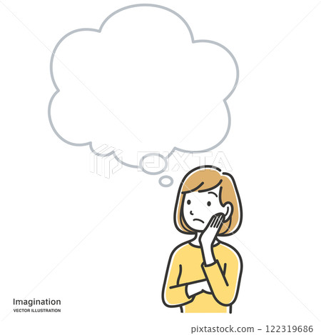 想像年輕女子和講話泡泡 想像年輕女子和講話泡泡 122319686