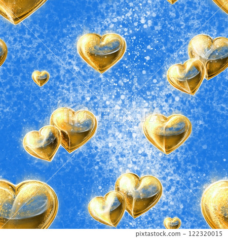 Seamless pattern with yellow hearts on the blue background. Seamless pattern with yellow hearts on the blue background. 122320015