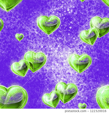Seamless pattern with green hearts on the violet background. Seamless pattern with green hearts on the violet background. 122320016
