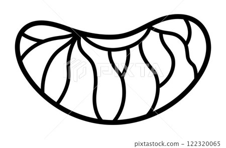 Vector black and white tangerine slice icon. Hand drawn line citrus fruit illustration. Cartoon piece clipart, coloring page. Fresh food isolated on white background Vector black and white tangerine slice icon. Hand drawn line citrus fruit illustration. Cartoon piece clipart, coloring page. Fresh food isolated on white background 122320065