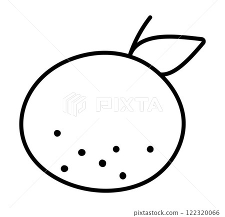 Vector black and white tangerine icon. Hand drawn line citrus fruit with leaf illustration. Cartoon orange clipart, coloring page. Fresh food isolated on white background Vector black and white tangerine icon. Hand drawn line citrus fruit with leaf illustration. Cartoon orange clipart, coloring page. Fresh food isolated on white background 122320066