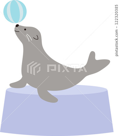 海獅表演插畫素材 海獅表演插畫素材 122320385