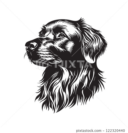 Friendly golden retriever dog head vector. gentle expression, Ideal for pet products, Perfect for pet-related designs, logos, and apparel. Pet. Animals. 122320440