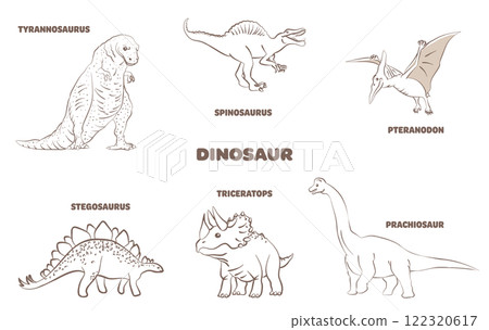 可愛的恐龍著色插圖集 可愛的恐龍著色插圖集 122320617