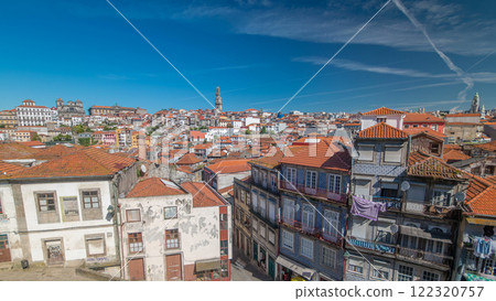Panoramic overview of old town of Porto timelapse, Portugal 122320757