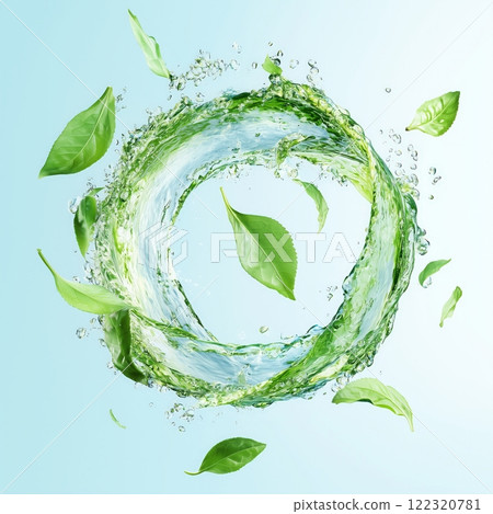 新鮮綠茶美麗清晰的漩渦 122320781