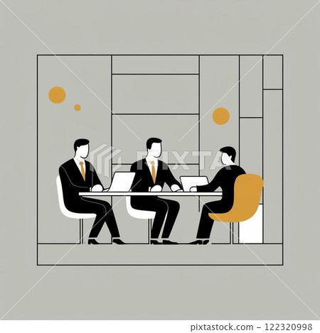 A business scene illustration expressed with simple lines 122320998