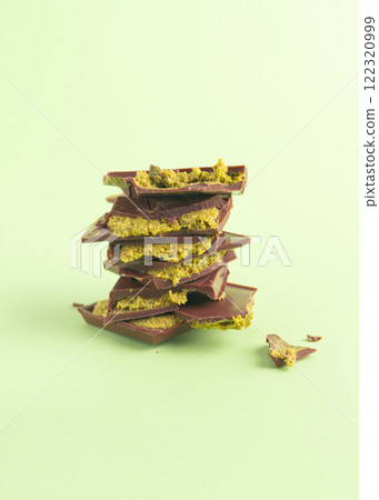 stuck of trendy Dubai chocolate with pistachio 122320999