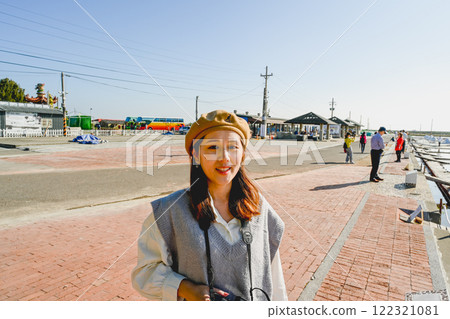 Tainan City, Taiwan - November 19, 2022: Jingzaijiao tile paved salt field. Tainan City, Taiwan - November 19, 2022: Jingzaijiao tile paved salt field. 122321081