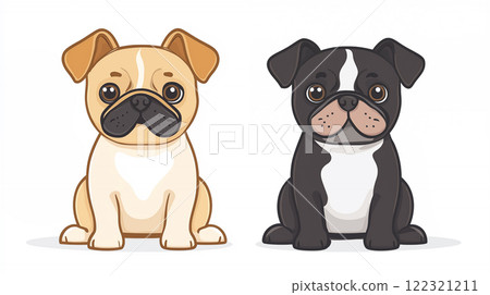 手绘卡通可爱的小狗插画素材 手绘卡通可爱的小狗插画素材 122321211