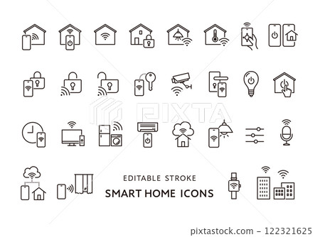 Smart home icon set (monochrome) 122321625