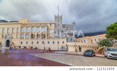 Prince's Palace of Monaco timelapse hyperlapse. Official residence of the Prince of Monaco. Prince's Palace of Monaco timelapse hyperlapse. Official residence of the Prince of Monaco. 122321959